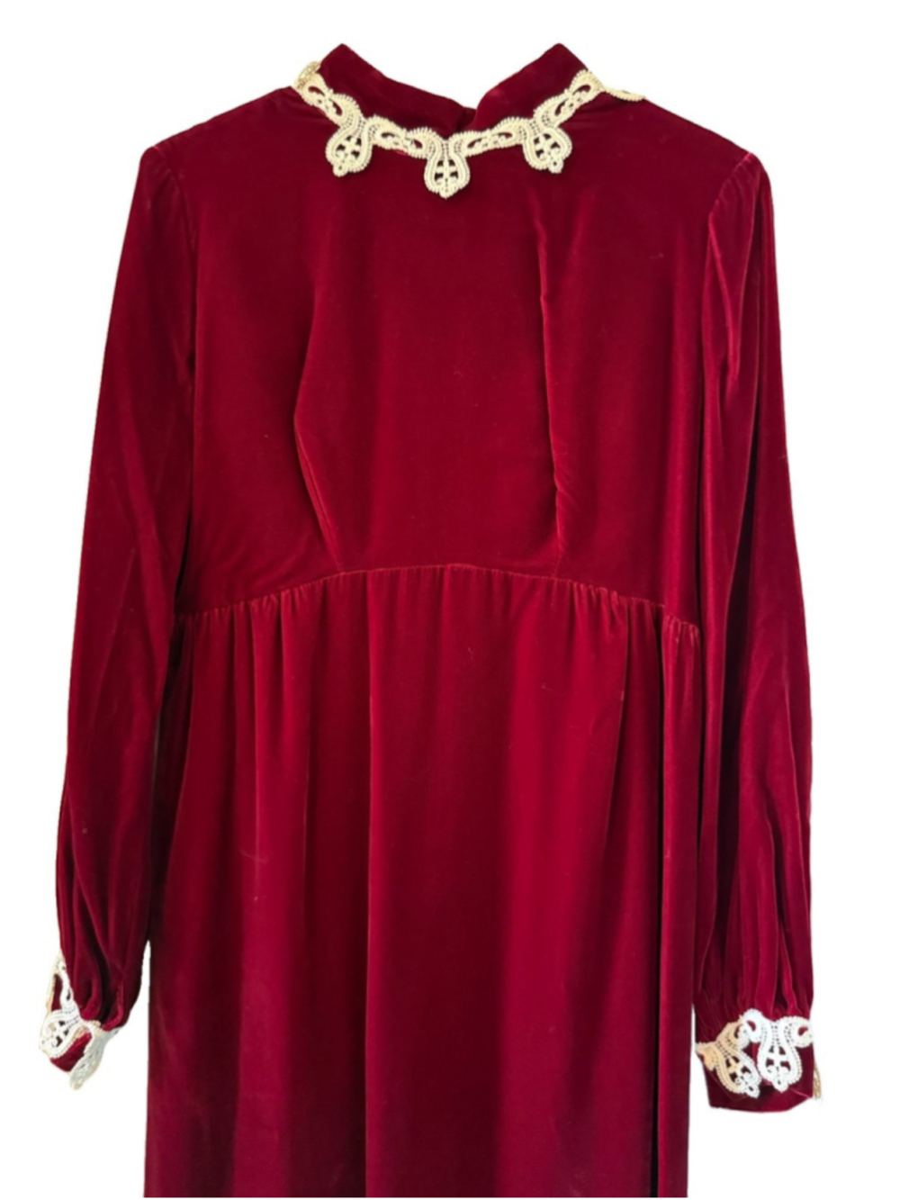 VTG Handmade Velvet Deep Red Dress Costume Mrs. Claus Xmas Lined theatre